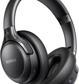 BERIBES Bluetooth Headphones Over Ear, 65H Playtime and 6 EQ Music Modes Wireless Headphones with Microphone, HiFi Stereo Foldable Lightweight Headset, Deep Bass for Home Office Cellphone PC Ect.