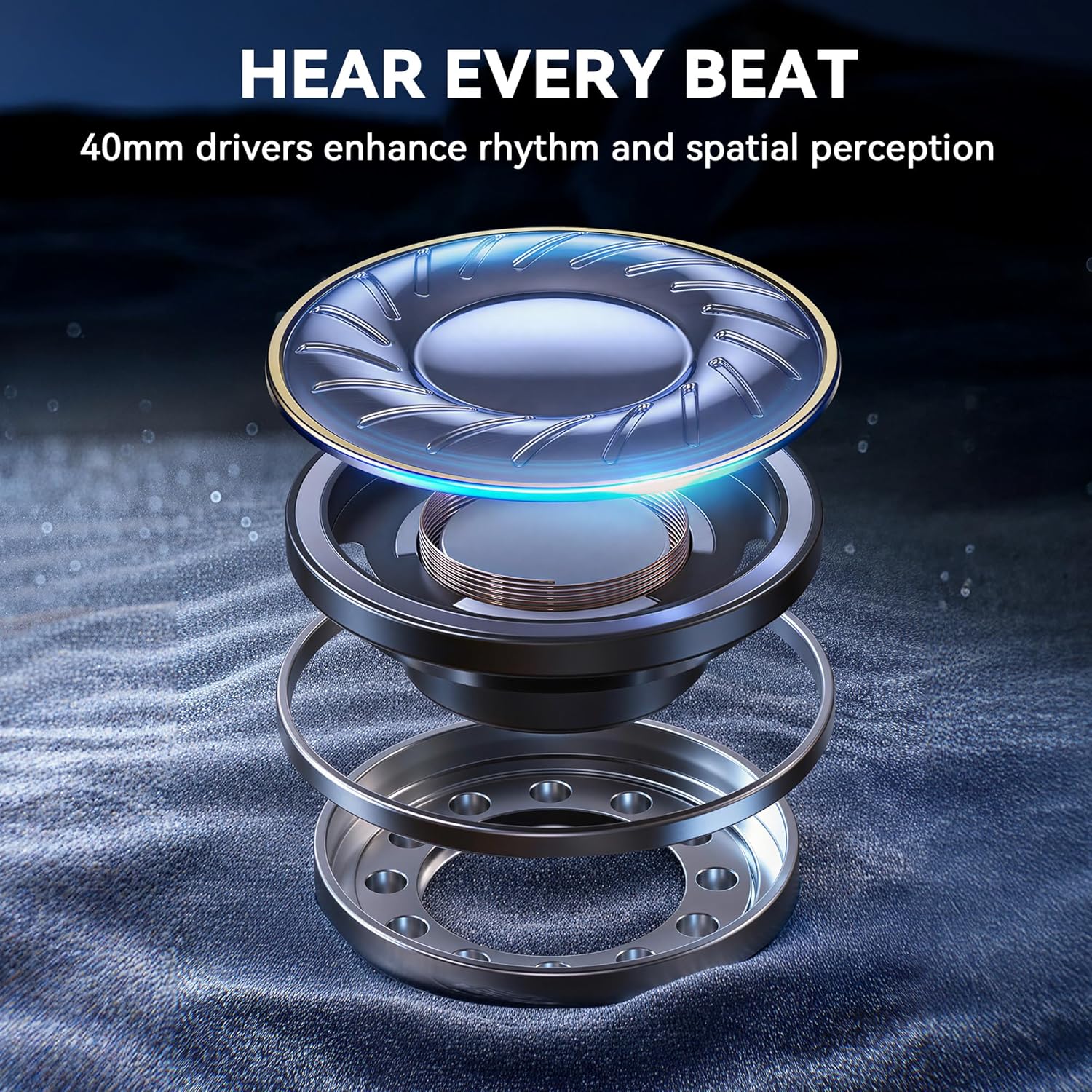 Hybrid Active Noise Cancelling Bluetooth Headphones,Bluetooth 6.0 Over Ear Wireless Headphones with 60H Playtime, Hi-Res Audio, Deep Bass, Memory Foam Ear Cups for Home Office Travel Black - Image 4