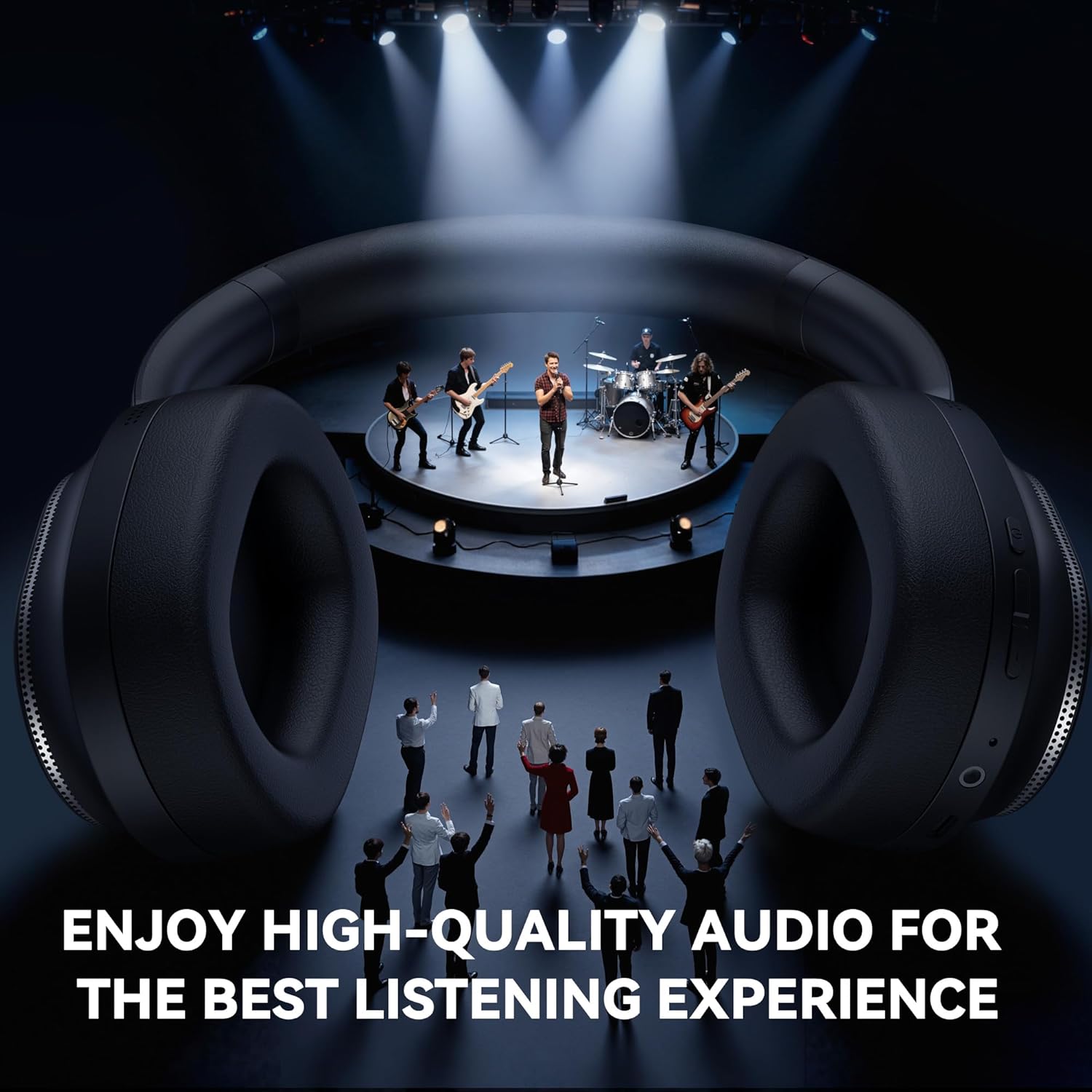 Hybrid Active Noise Cancelling Bluetooth Headphones,Bluetooth 6.0 Over Ear Wireless Headphones with 60H Playtime, Hi-Res Audio, Deep Bass, Memory Foam Ear Cups for Home Office Travel Black - Image 7